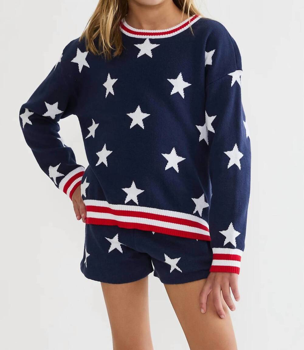 NEW BEACH RIOT girls little callie sweater in twilight stars